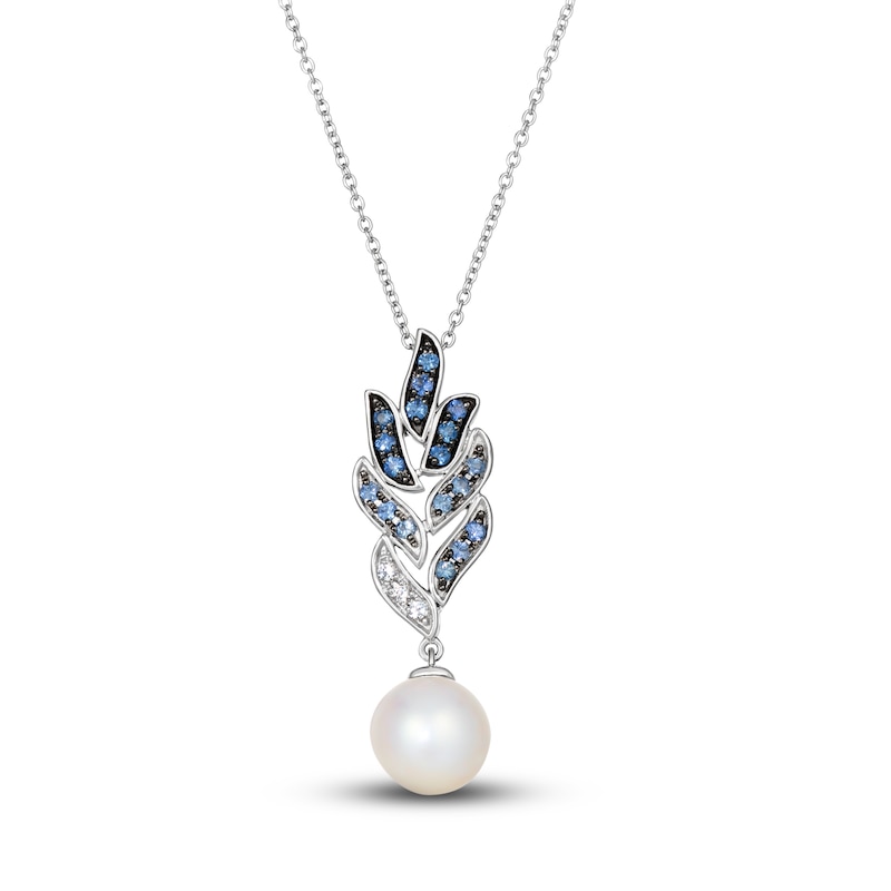 Main Image 1 of Le Vian Natural Sapphire & Freshwater Cultured Pearl Necklace 14K Vanilla Gold