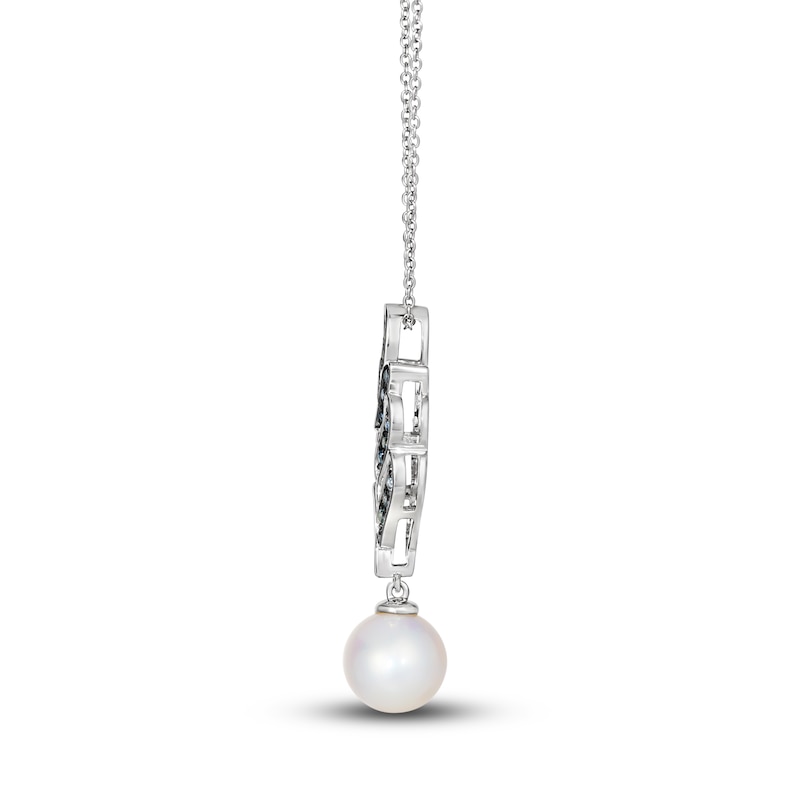 Main Image 2 of Le Vian Natural Sapphire & Freshwater Cultured Pearl Necklace 14K Vanilla Gold