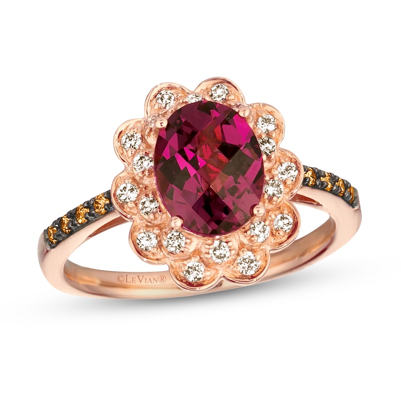 Le Vian Natural Rhodolite Garnet Ring 1/4 ct tw Diamonds 14K Strawberry Gold