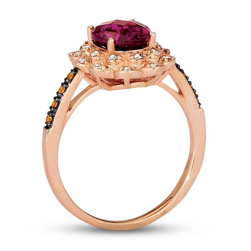 Main Image 3 of Le Vian Natural Rhodolite Garnet Ring 1/4 ct tw Diamonds 14K Strawberry Gold