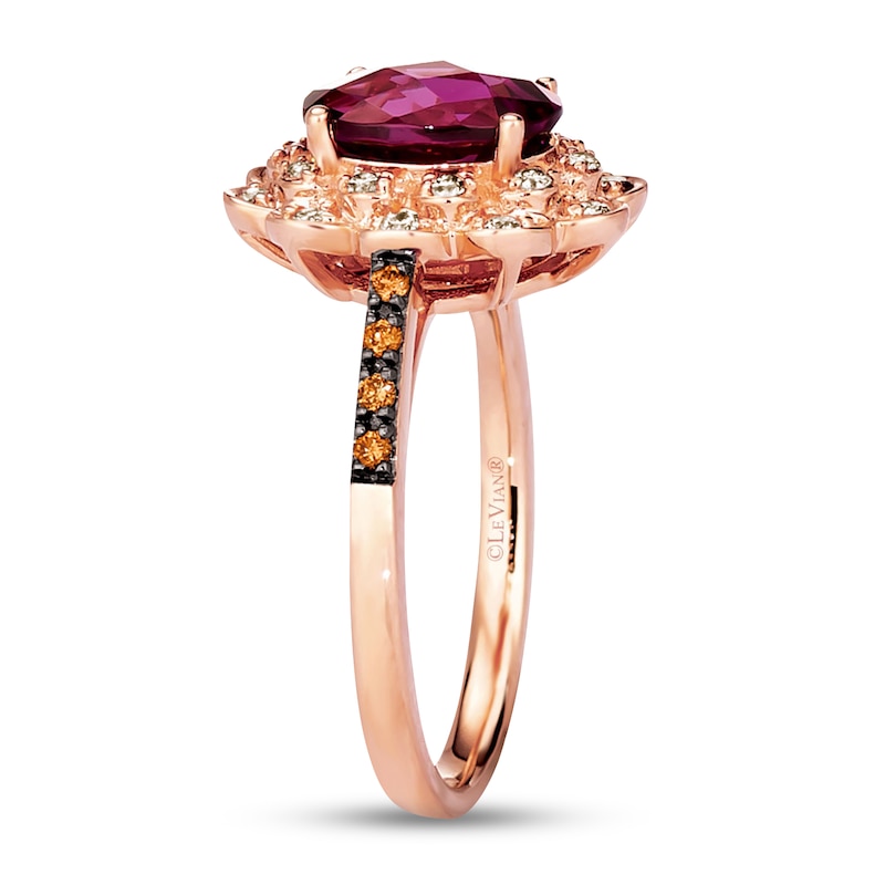 Main Image 4 of Le Vian Natural Rhodolite Garnet Ring 1/4 ct tw Diamonds 14K Strawberry Gold