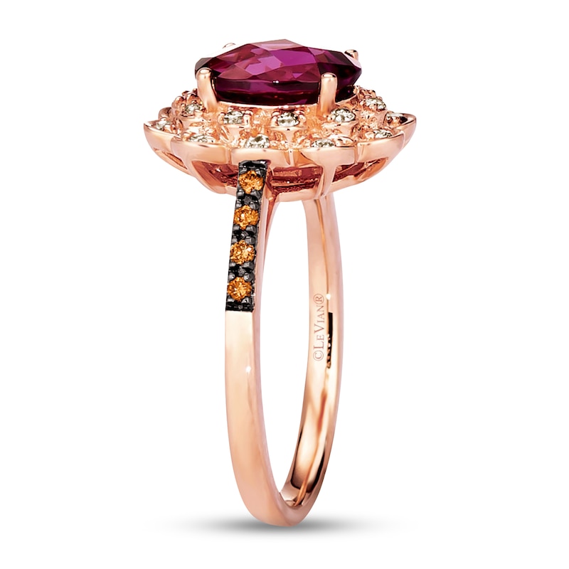 Le Vian Natural Rhodolite Garnet Ring 1/4 ct tw Diamonds 14K Strawberry Gold