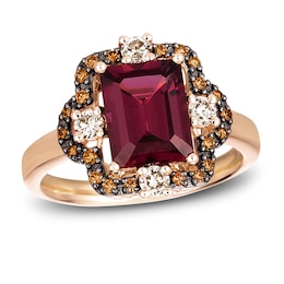 Le Vian Natural Rhodolite Garnet Ring 3/8 ct tw Diamonds 14K Strawberry Gold