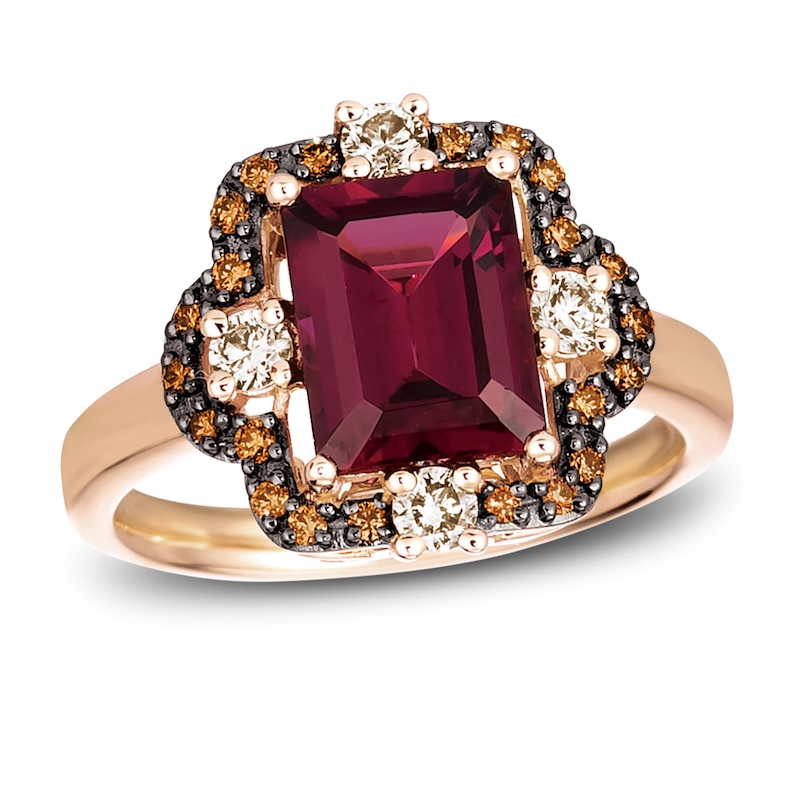 Main Image 1 of Le Vian Natural Rhodolite Garnet Ring 3/8 ct tw Diamonds 14K Strawberry Gold