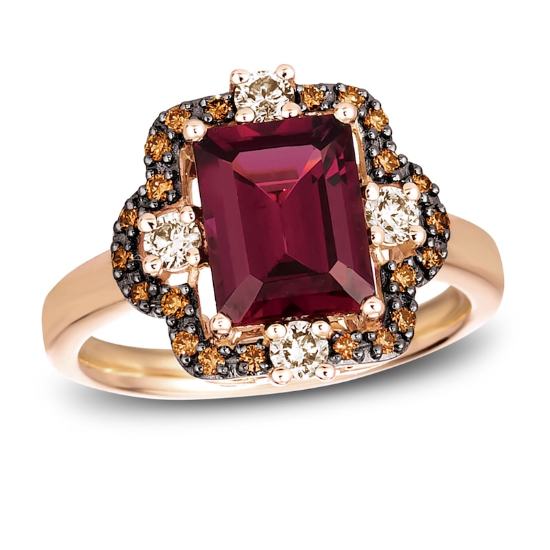 Le Vian Natural Rhodolite Garnet Ring 3/8 ct tw Diamonds 14K Strawberry Gold