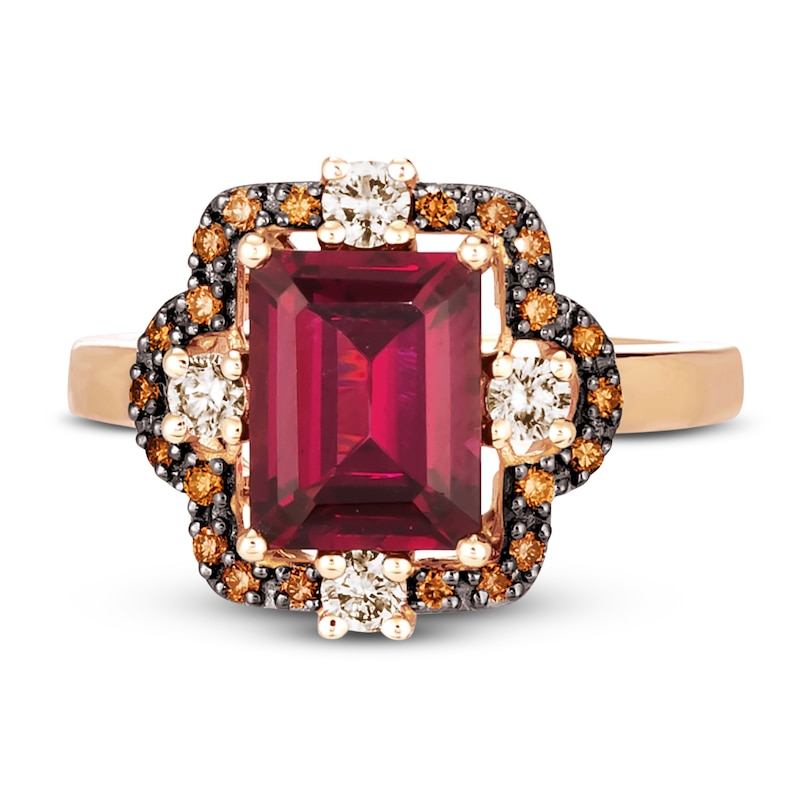 Le Vian Natural Rhodolite Garnet Ring 3/8 ct tw Diamonds 14K Strawberry Gold