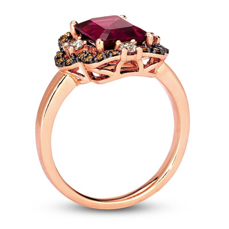 Main Image 3 of Le Vian Natural Rhodolite Garnet Ring 3/8 ct tw Diamonds 14K Strawberry Gold
