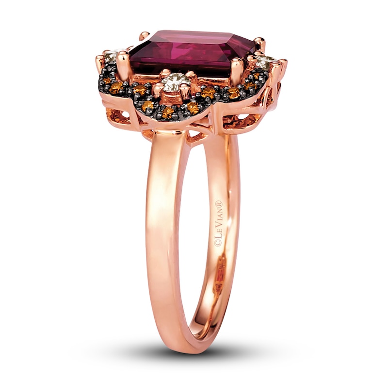 Le Vian Natural Rhodolite Garnet Ring 3/8 ct tw Diamonds 14K Strawberry Gold