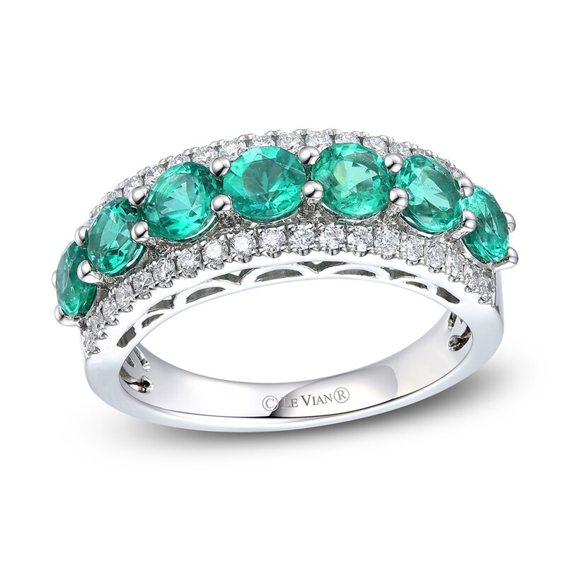 Main Image 1 of Le Vian Natural Emerald Ring 1/3 ct tw Diamonds Platinum
