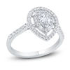 Thumbnail Image 1 of Diamond Engagement Ring 7/8 ct tw Pear-shaped/Round/Baguette 14K White Gold