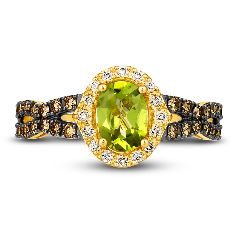 Main Image 3 of Le Vian Natural Peridot Ring 1/3 ct tw Diamonds 14K Honey Gold