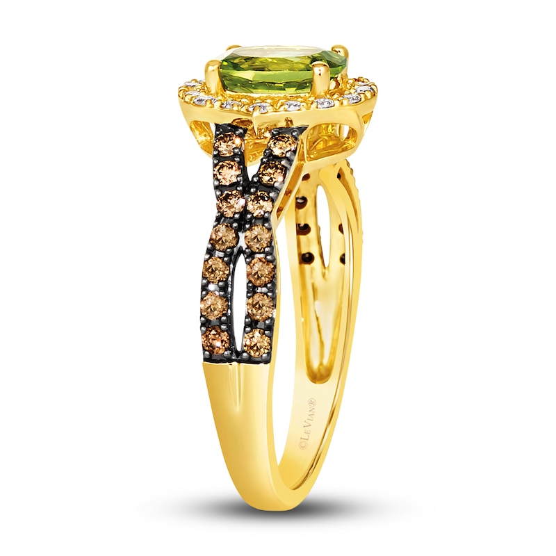 Main Image 4 of Le Vian Natural Peridot Ring 1/3 ct tw Diamonds 14K Honey Gold