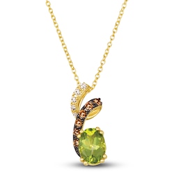 Le Vian Natural Peridot Pendant Necklace 1/6 ct tw Diamonds 14K Honey Gold