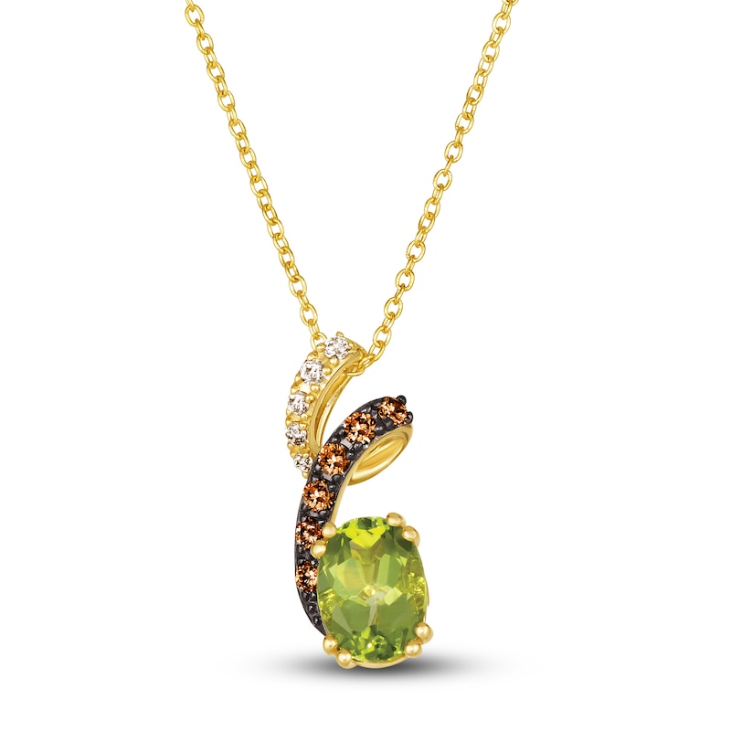 Main Image 1 of Le Vian Natural Peridot Pendant Necklace 1/6 ct tw Diamonds 14K Honey Gold