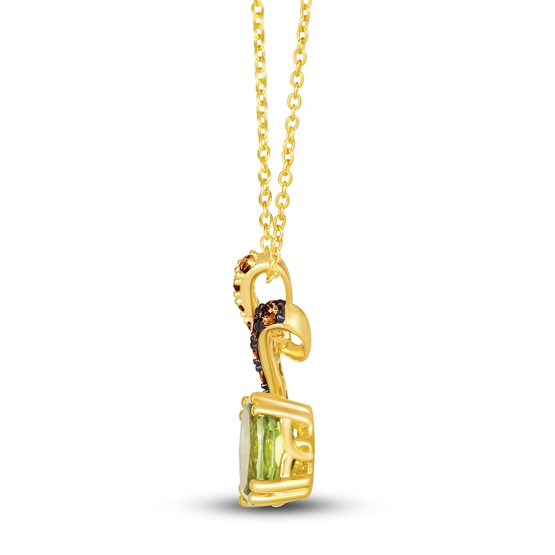 Main Image 2 of Le Vian Natural Peridot Pendant Necklace 1/6 ct tw Diamonds 14K Honey Gold