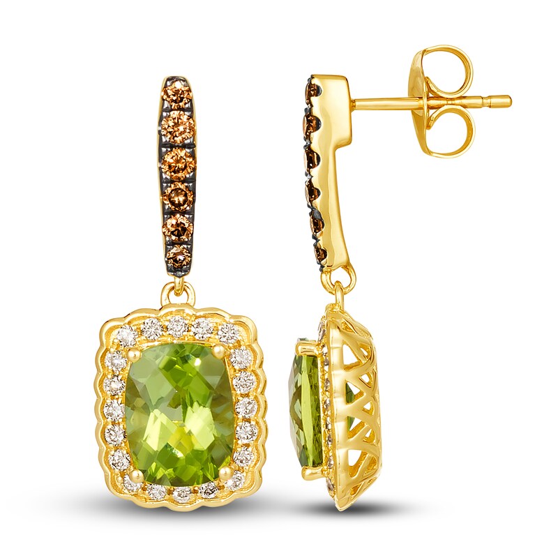 Main Image 2 of Le Vian Natural Peridot Earrings 1/2 ct tw Diamonds 14K Honey Gold