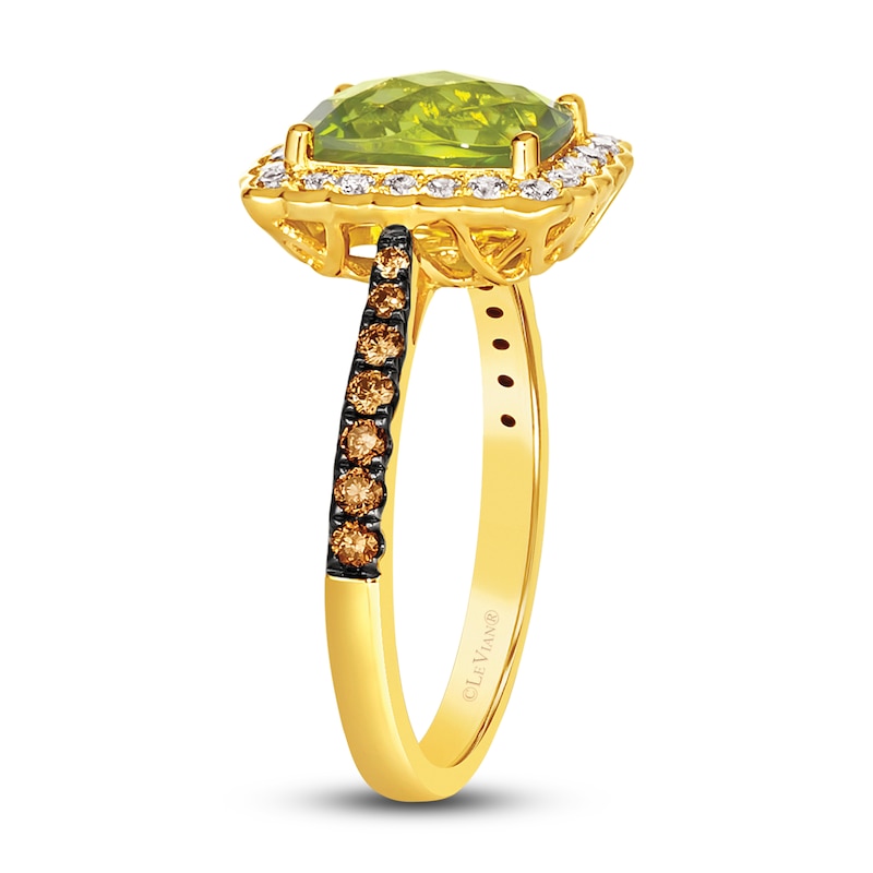 Main Image 4 of Le Vian Natural Peridot Ring 1/2 ct tw Diamonds 14K Honey Gold