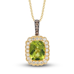 Le Vian Natural Peridot Pendant Necklace 3/8 ct tw Diamonds 14K Honey Gold