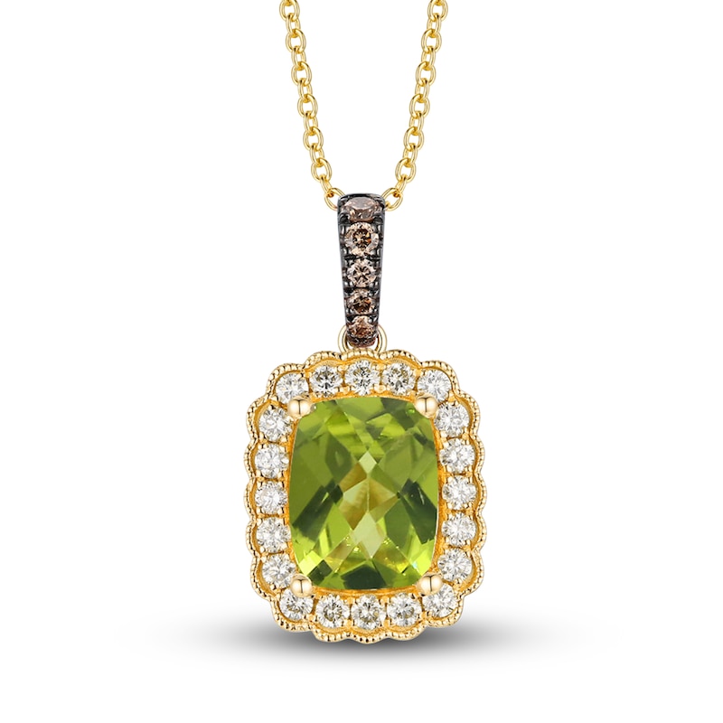 Main Image 1 of Le Vian Natural Peridot Pendant Necklace 3/8 ct tw Diamonds 14K Honey Gold
