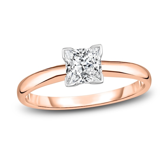 Diamond Solitaire Engagement Ring 3/8 ct tw Princess 14K Rose Gold (I2/I)