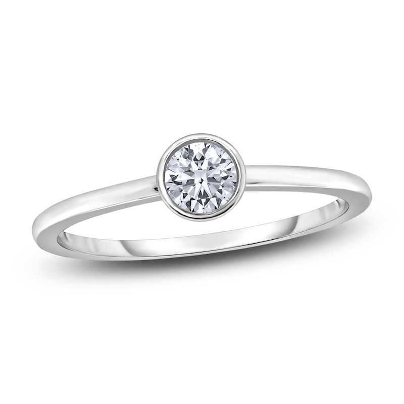 Main Image 1 of Diamond Solitaire Engagement Ring 1/2 ct tw Bezel-Set Round 14K White Gold (I2/I)