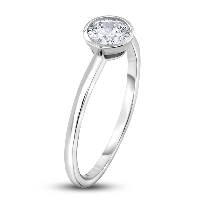 Main Image 2 of Diamond Solitaire Engagement Ring 1/2 ct tw Bezel-Set Round 14K White Gold (I2/I)