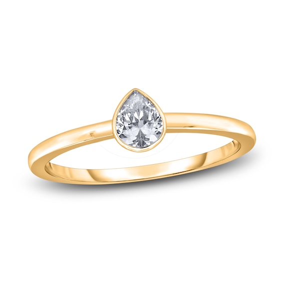 Diamond Solitaire Engagement Ring 12 ct tw BezelSet Pear14K Yellow Gold I2I