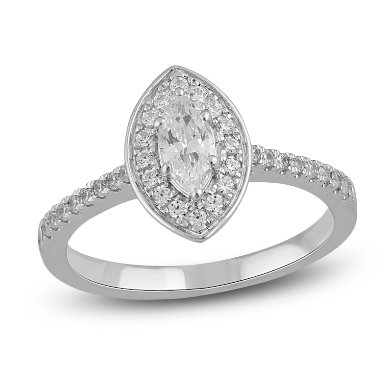 Main Image 1 of Diamond Engagement Ring 7/8 ct tw Marquise/Round 14K White Gold