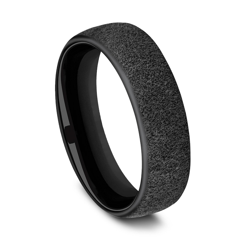 Textured Wedding Band Black Titanium 6.5mm