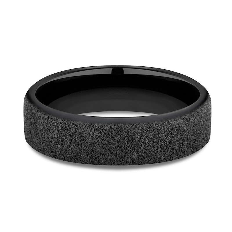 Textured Wedding Band Black Titanium 6.5mm