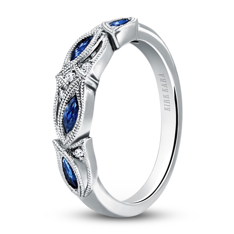 Main Image 2 of Kirk Kara Natural Blue Sapphire Anniversary Band Diamond Accents 14K White Gold