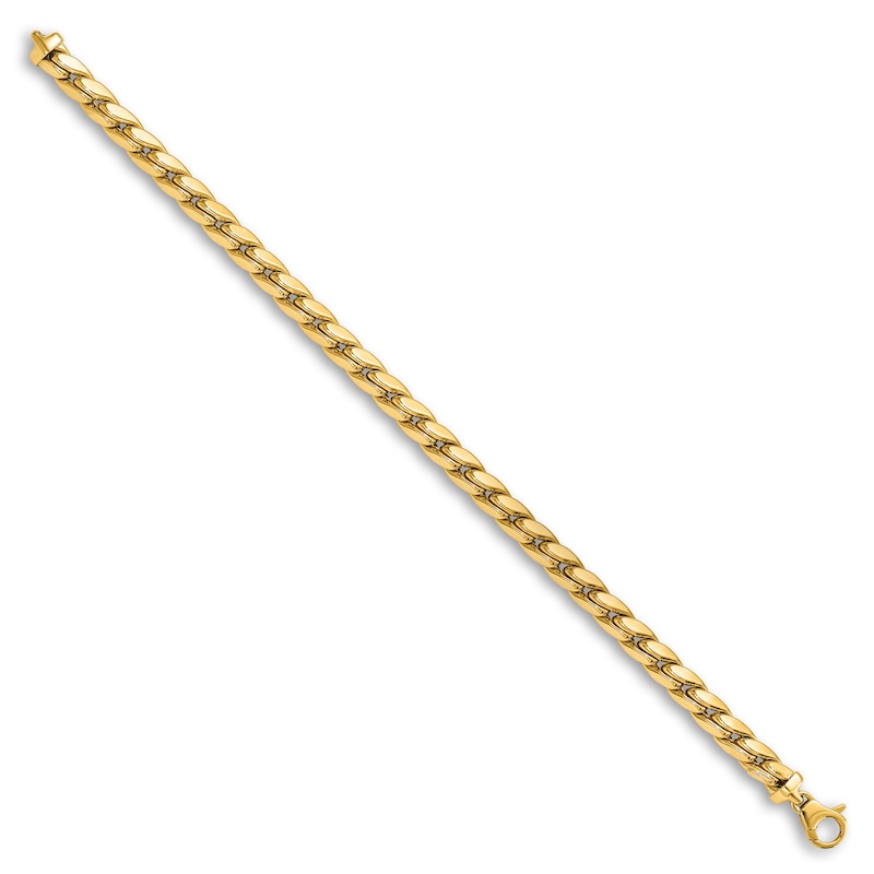 Men's Polished Curb Link Bracelet 14K Yellow Gold