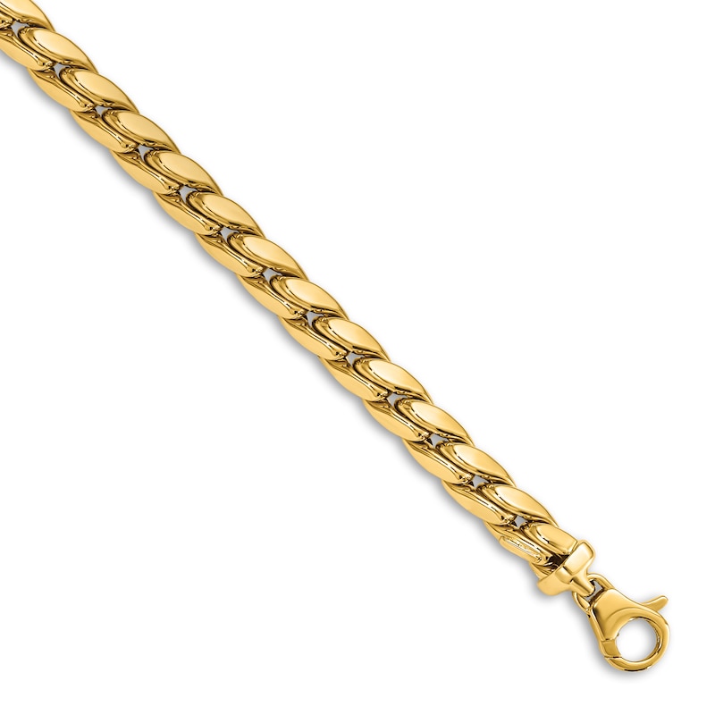 Men's Polished Curb Link Bracelet 14K Yellow Gold