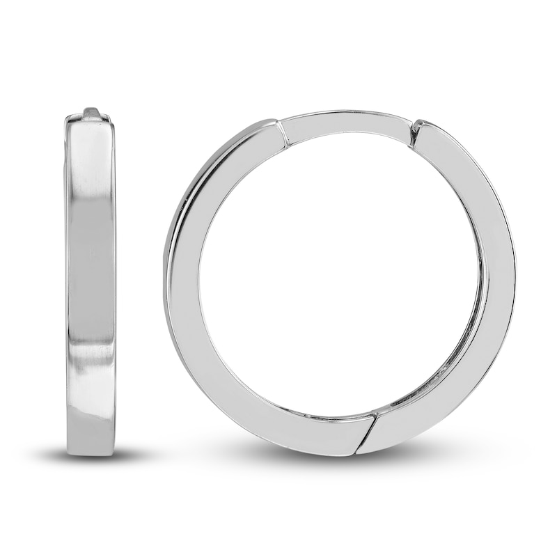 Main Image 2 of Polished Square Huggie Earrings 14K White Gold 14.25mm