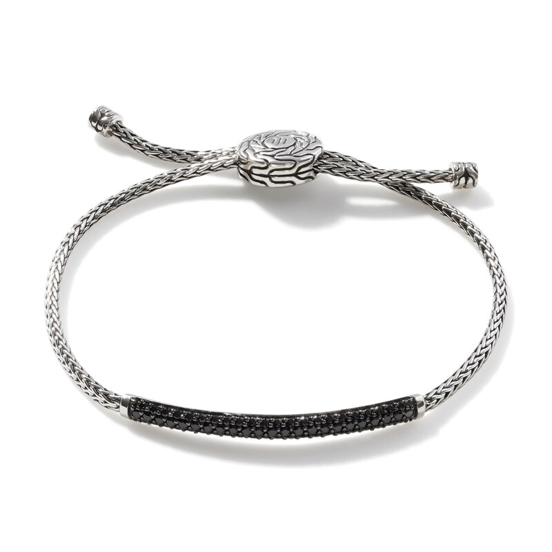 John Hardy Classic Chain Natural Black Spinel & Natural Black Sapphire Bolo Bracelet Sterling Silver