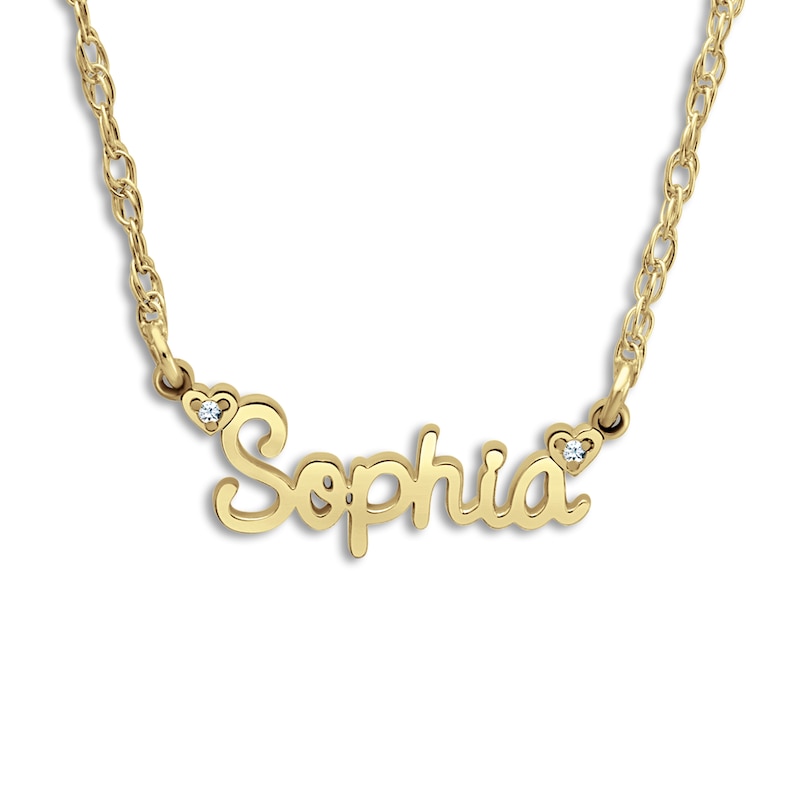 Main Image 1 of High-Polish Personalized Name Necklace Diamond Accents Yellow Gold-Plated Sterling Silver 18"