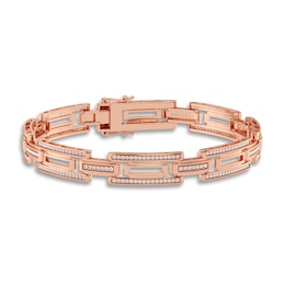 Men's Diamond Bracelet 1 ct tw Round 14K Rose Gold 8.5"