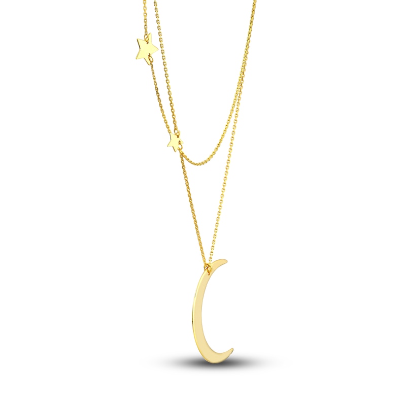 Main Image 2 of Moon & Stars Necklace 14K Yellow Gold 16"