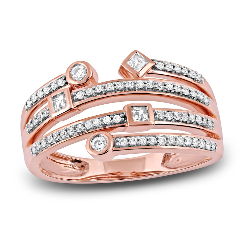 Diamond Stackable Ring 1/4 ct tw Round/Princess 14K Rose Gold