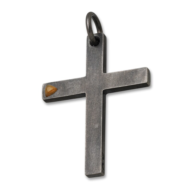 Marco Dal Maso Men's Natural Yellow Sapphire Cross Pendant Sterling Silver