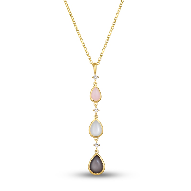 Main Image 1 of Le Vian Natural Opal & Moonstone Pendant Necklace 1/10 ct tw Diamonds 14K Honey Gold