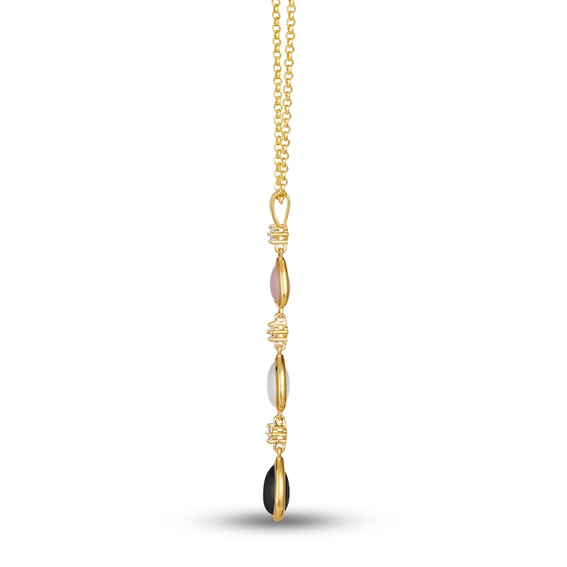 Main Image 2 of Le Vian Natural Opal & Moonstone Pendant Necklace 1/10 ct tw Diamonds 14K Honey Gold