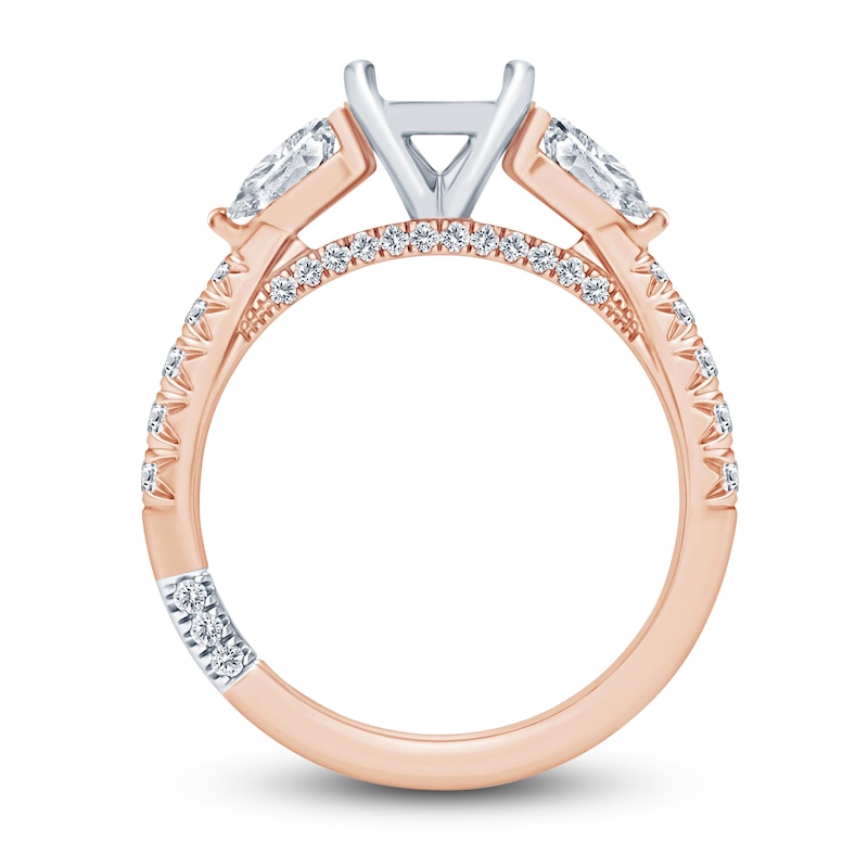 Pnina Tornai Lab-Created Diamond Engagement Ring Setting 1 ct tw Pear/Round 14K Rose Gold