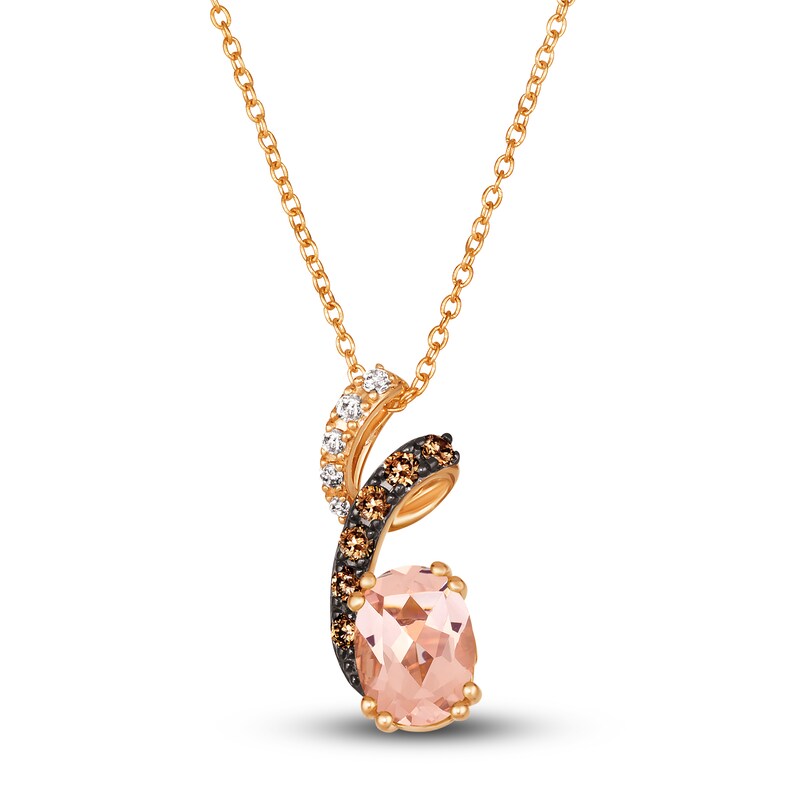 Main Image 1 of Le Vian Natural Morganite Necklace 1/6 ct tw Diamonds 14K Strawberry Gold