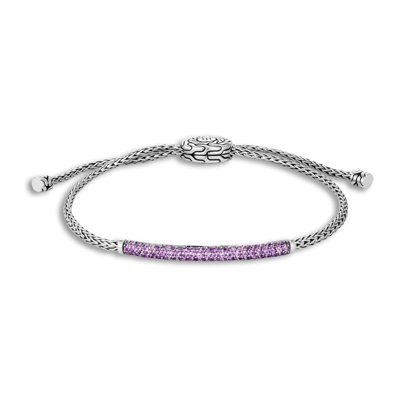 John Hardy Classic Chain Natural Amethyst Bolo Bracelet Sterling Silver, Medium-Large