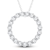 Thumbnail Image 1 of Diamond Circle Pendant Necklace 3 ct tw Round 14K White Gold 18"