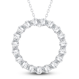 Diamond Circle Pendant Necklace 3 ct tw Round 14K White Gold 18"