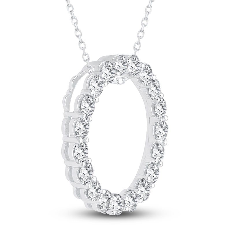 Main Image 2 of Diamond Circle Pendant Necklace 3 ct tw Round 14K White Gold 18"