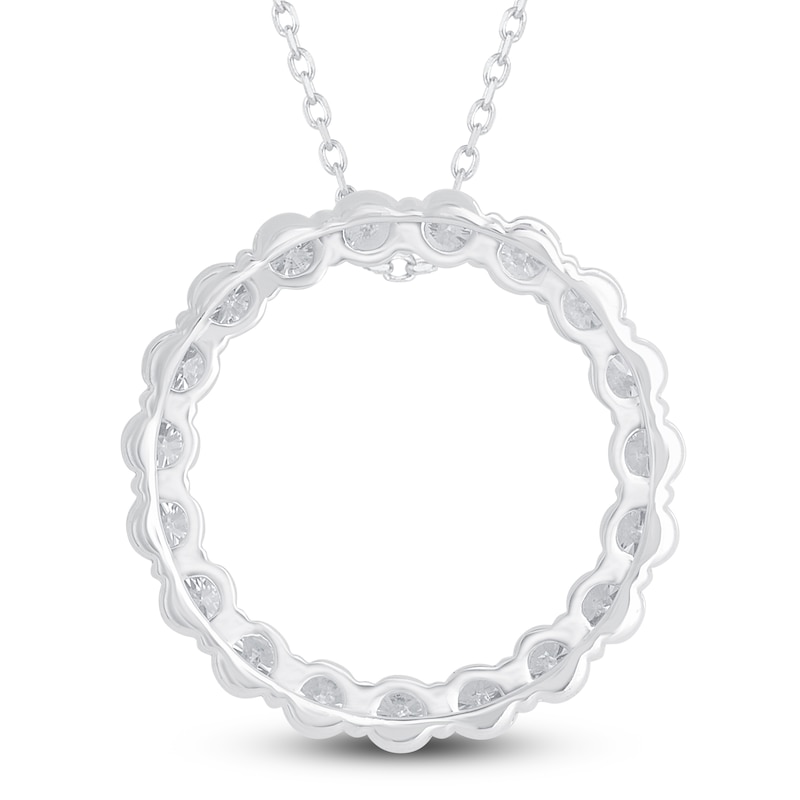 Main Image 3 of Diamond Circle Pendant Necklace 3 ct tw Round 14K White Gold 18"