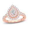 Thumbnail Image 1 of Diamond Double Halo Engagement Ring 1 ct tw Pear 14K Rose Gold